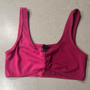 Pink Two-Toned Ribbed Crop Top Bralette